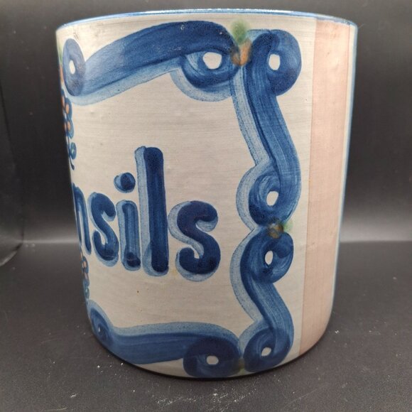 MA Hadley Vintage Hand-Painted Ceramic Utensil Holder Floral - Picture 5 of 9